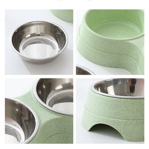 Cat and dog bowl green base