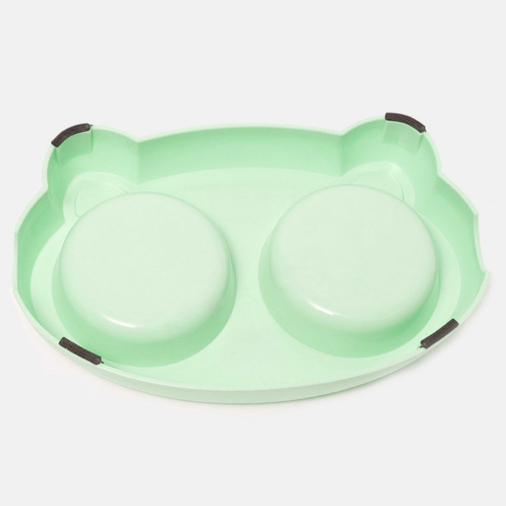 Cat and dog double bowl feeder