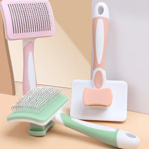 Cat grooming brush with retractable bristles