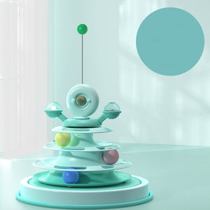 Mint green cat toy with colorful balls