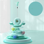 Mint green cat toy with feather and catnip