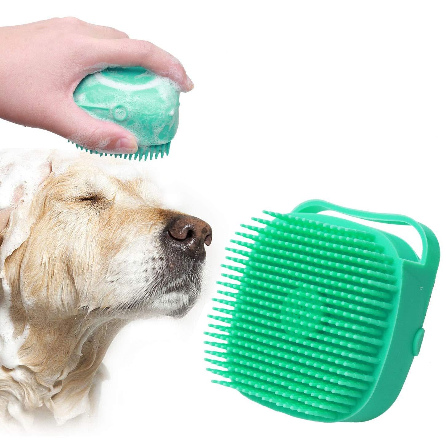 Pet shower brush with built-in soap
