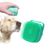 Pet shower brush with built-in soap