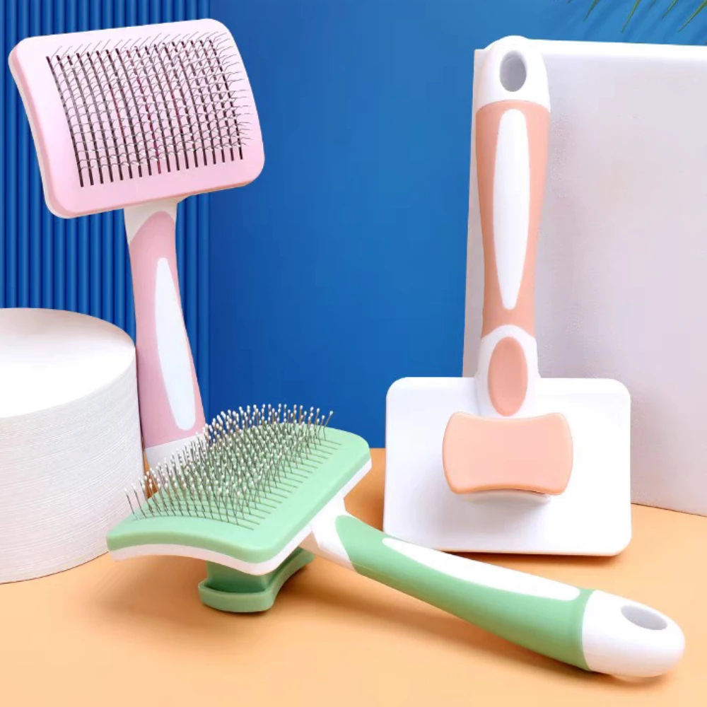 Self-cleaning slicker brush for dogs