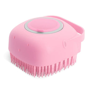 Silicone dog bath brush with soap dispenser