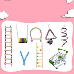 Wooden ladder and swing toy for parrots