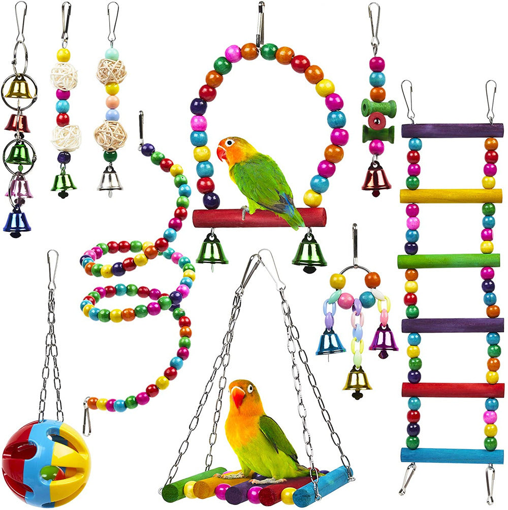 Wooden parrot toy set